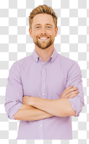 Businessman With Crossed Arms - Man In Lilac Shirt Portrait Transparent PNG