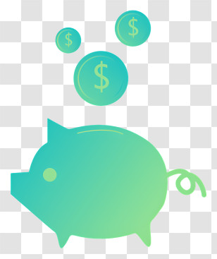 Piggy Bank - Piggy Bank With Coins Transparent PNG