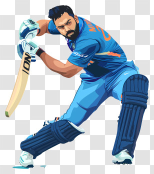 Rohit Sharma - Illustration Of A Cricketer In Batting Stance Transparent PNG