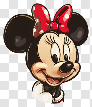 Minnie - Cartoon Mouse Character With Red Polka Dot Bow Transparent PNG