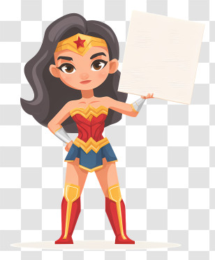 Wonder Woman Holding Placard - Wonder Woman Holding A Blank Sign Transparent PNG