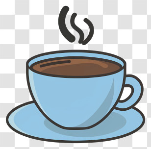 Blue Cup - Minimalist Blue Coffee Cup With Steam Transparent PNG