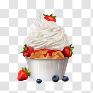 Whipped Cream - Ice Cream With Strawberries And Whipped Cream Transparent PNG
