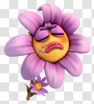 Flower - Sad Purple Flower With Drooping Petals Transparent PNG