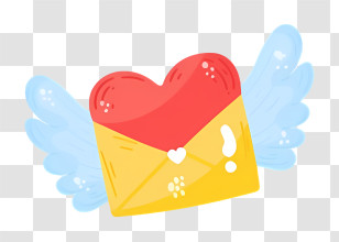 Mail - Heart Envelope With Wings Transparent PNG