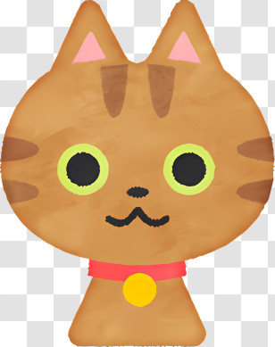Cartoon Cat - Cute Cartoon Cat With Collar Transparent PNG