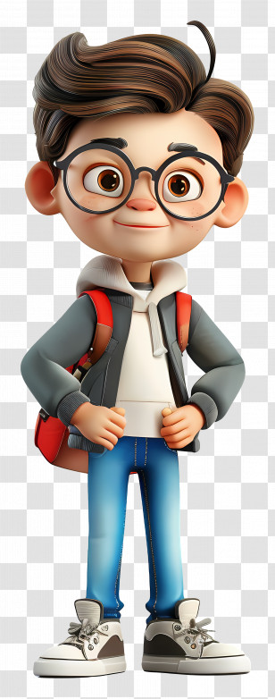 Boy Character - Cheerful Boy Cartoon Character With A Backpack Transparent PNG