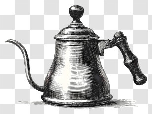 Silver Coffee Kettle - Vintage Coffee Pot Illustration Transparent PNG