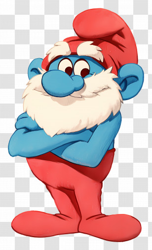 Papa Smurf - Cartoon Santa-Like Character With Blue Skin Transparent PNG