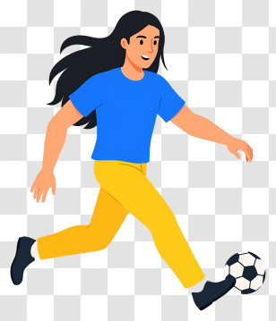 Man Playing Football - Cartoon Soccer Player Kicking Ball Transparent PNG
