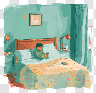 Bed Room Cartoon - Cozy Bedroom Scene Transparent PNG