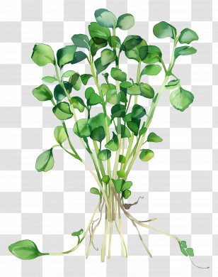 Watercress - Watercolor Illustration Of Green Sprouts Transparent PNG