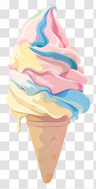 Ice Cream - Colorful Ice Cream Cone Illustration Transparent PNG