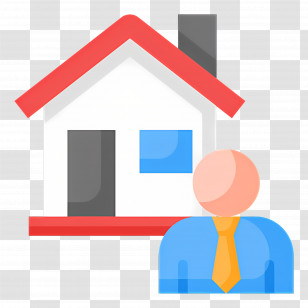 Salesperson - Stylized House With Man Representing Real Estate Concept Transparent PNG