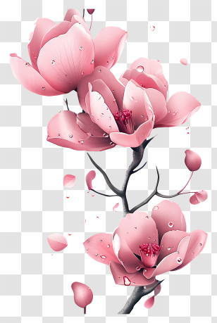 Pink Flower - Beautiful Pink Blossoming Flowers Transparent PNG