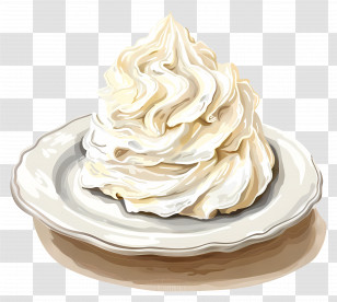 Whipped Cream - Artful Plate Of Whipped Cream Transparent PNG