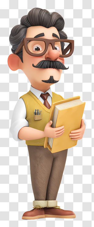 Teacher Avatar - Cartoon Man Holding Books Transparent PNG