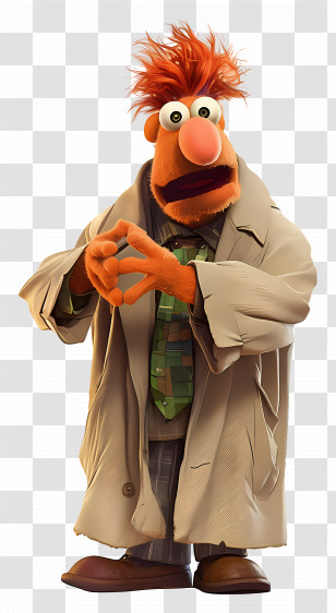 Beaker - Quirky Cartoon Character With Red Hair Transparent PNG