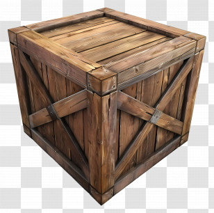 Cargo Wooden Box - Rustic Wooden Crate Design Transparent PNG