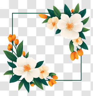 White Flower Frame - Floral Frame With White Flowers Transparent PNG
