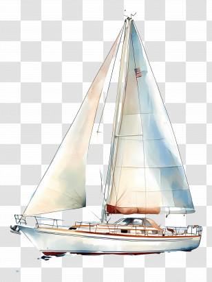 Watercolor Sailboat - Sailing Boat On The Ocean Transparent PNG