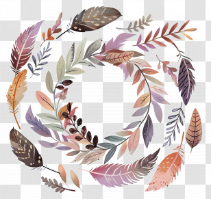 Autumn Wreath - Decorative Feather Wreath For Elegant Home Decor Transparent PNG