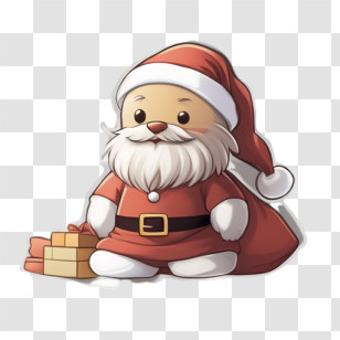 Santa Claus - Adorable Santa Claus With Gifts Illustration Transparent PNG