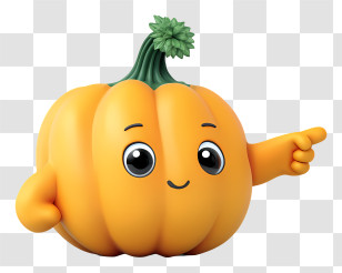 Cute Halloween Character Pointing - Cute Pointing Pumpkin Mascot Transparent PNG
