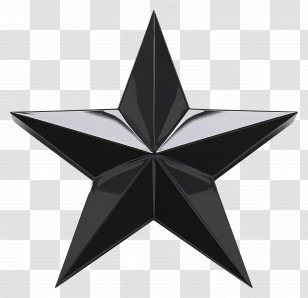 Black Star - Black Glossy Five-Pointed Star Transparent PNG