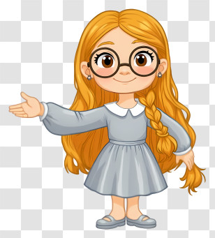 Girl With Glasses - Cute Girl With Glasses And Braid Transparent PNG