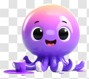 Octopus - Playful Purple Octopus Painting Transparent PNG
