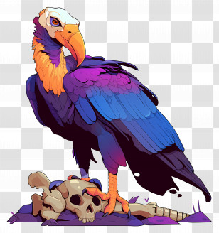 Cartoon Vulture - Vulture Standing On A Skull Transparent PNG