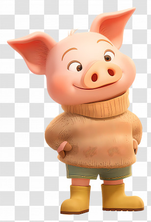 Cute Piglet - Cartoon Pig Character In Warm Clothing Transparent PNG