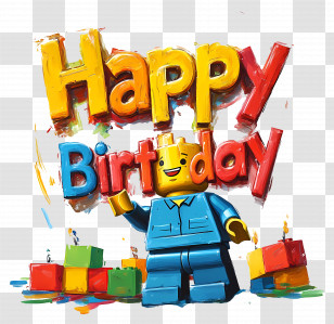 Happy Birthday - Happy Birthday Lego Figure With Gifts Transparent PNG