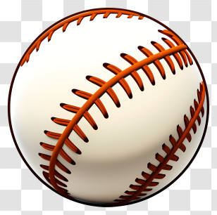 Flat Baseball - White Baseball With Red Stitching Design Transparent PNG