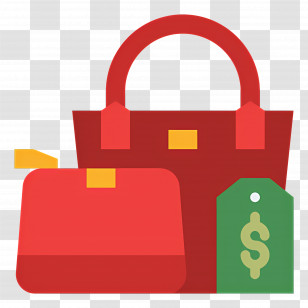 Shopping Bag - Red Handbags With Price Tag Transparent PNG