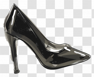 Black Heeled Shoe - Black High Heel Shoe Illustration Transparent PNG