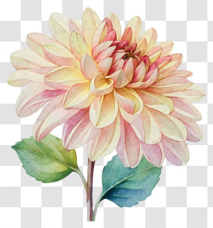 Watercolor Painting - Watercolor Dahlia Flower Art Transparent PNG