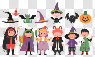 Halloween Kids - Children Dressed In Fun Halloween Costumes Transparent PNG