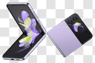 Flip Phone - Foldable Smartphone In Purple Transparent PNG