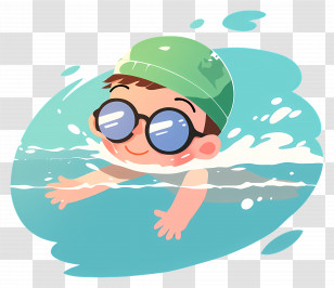 Swimming Boy - Cartoon Swimmer Floating In Water Transparent PNG
