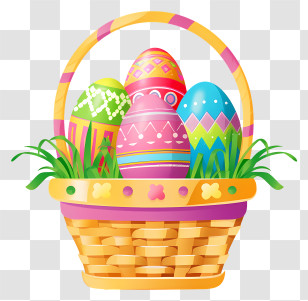 Easter Basket - Easter Basket With Decorative Eggs Transparent PNG
