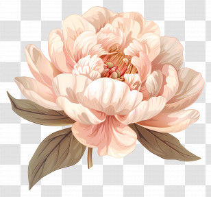 Peony Flower - Delicate Pink Peony Flower Illustration Transparent PNG