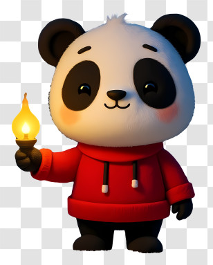 Cute Cartoon Panda - Adorable Panda Holding Lantern Transparent PNG