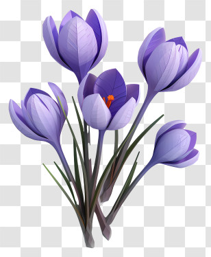 Crocus - Purple Crocus Flowers In Full Bloom Transparent PNG
