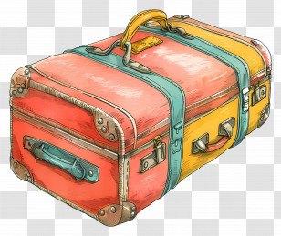 Luggage - Colorful Vintage Suitcase For Travelers Transparent PNG