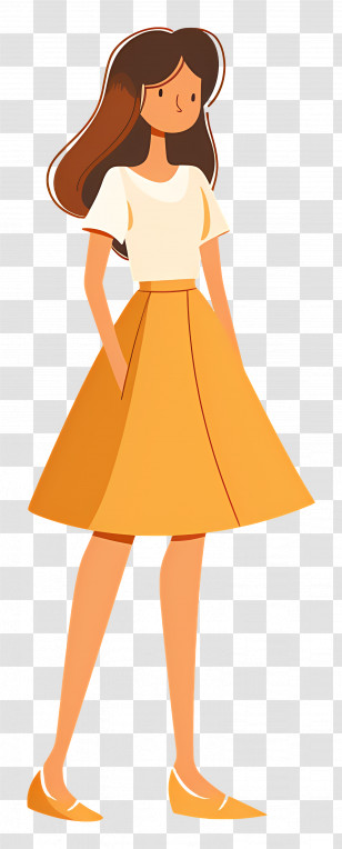 Woman In Skirt - Woman Illustration In Yellow Skirt And White Top Transparent PNG