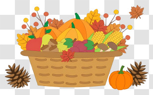 Harvest Basket Arrangement - Autumn Harvest Fruit Basket Transparent PNG