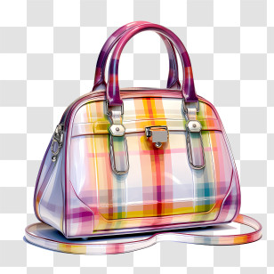 Handbag Day - Stylish Colorful Plaid Handbag Transparent PNG