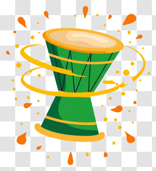 Bata Drum - Vibrant Green Djembe Drum Transparent PNG